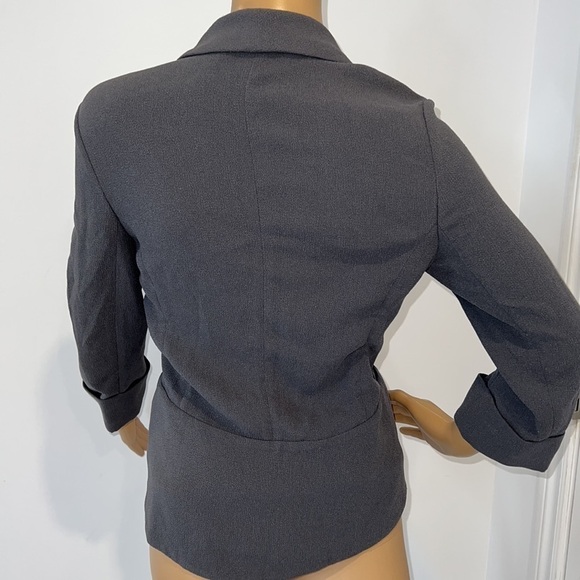 Aritzia Wilfred Grey Chevalier  Open Front Silk Blazer Jacket Coat size 4 - Picture 7 of 13